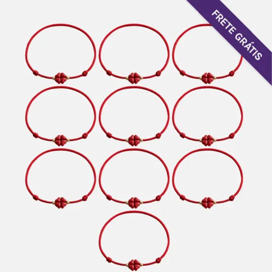 Oferta: Compre 5 Pulseiras Trevo da Sorte em Cinábrio e Ganhe 5 Grátis