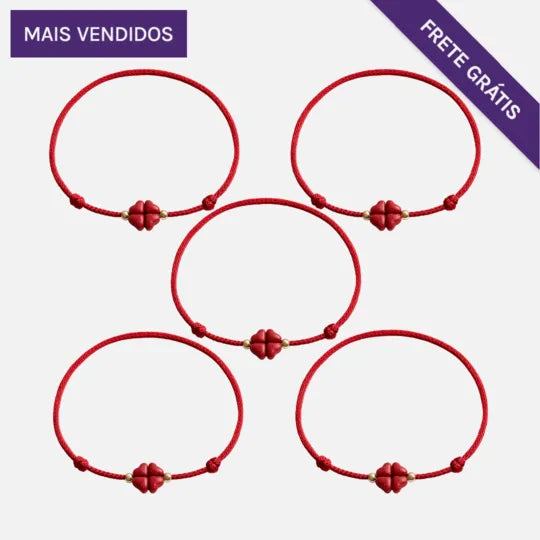 Oferta: Compre 3 Pulseiras Trevo da Sorte em Cinábrio e Ganhe 2 Grátis