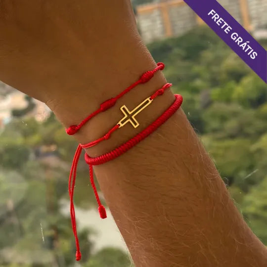 Oferta: Compre 1 Pulseira da Kabbalah e 7 nós e ganhe 1 Pulseira Cruz do Amor
