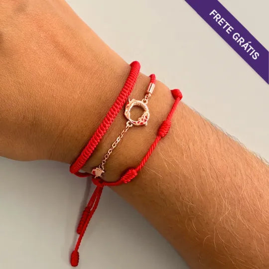 Oferta: Compre 1 Pulseira da Kabbalah e 7 nós e ganhe 1 Pulseira Dragão & Koi da Sorte em Cobre