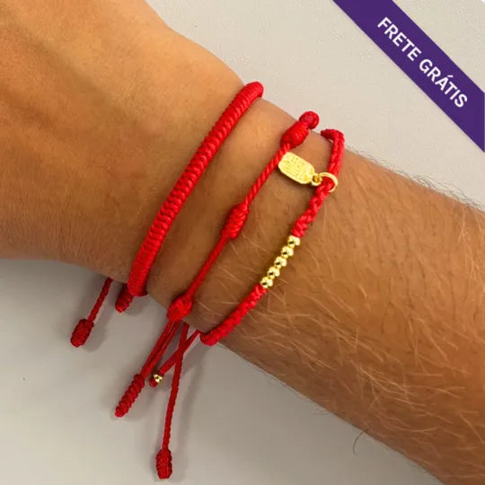 Oferta: Compre 1 Pulseira da Kabbalah e 7 nós e ganhe 1 Pulseira Vermelha da Prosperidade