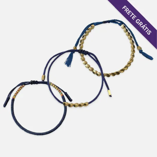 Pulseiras Budistas Da Tripla Proteção Azul